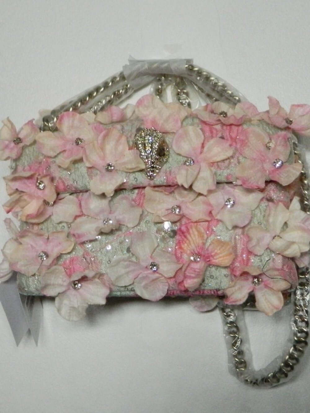 Kurt Geiger $228 Mini Kensington Flowers Pale Green Convertible Shoulder Bag NWT - Picture 2 of 6
